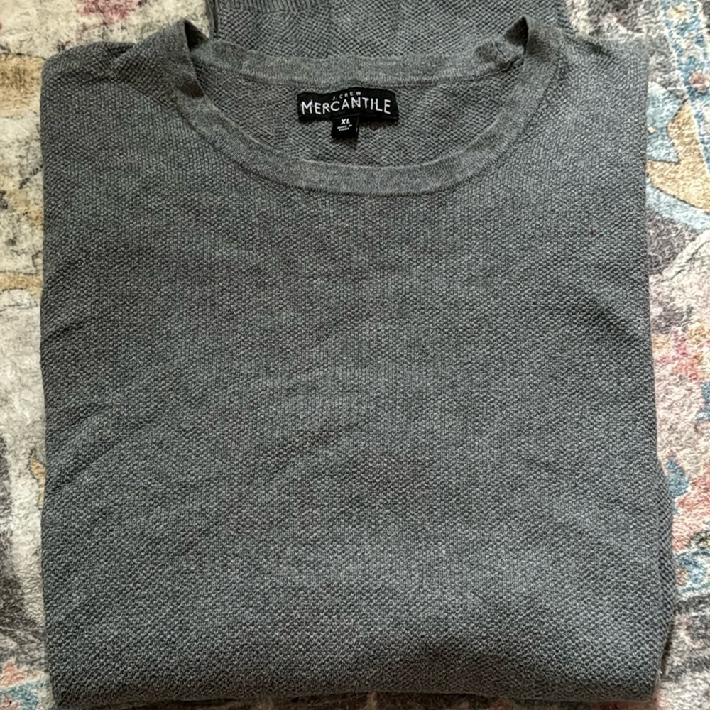 J. Crew Mercantile 100% cotton light sweater gray crew neck long sleeves Sz XL